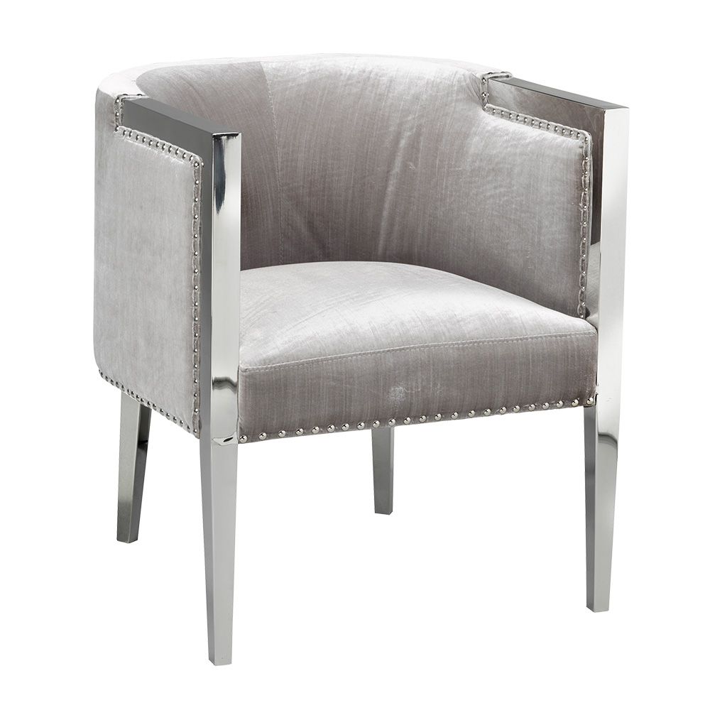 Elvis Grey Velvet Accent Chair